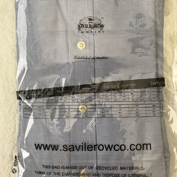 NWT. Savile Row Co. textured blue slim-fit shirt - Picture 4 of 4